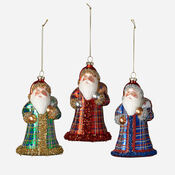  Plaid Santa Ornament 6.25"