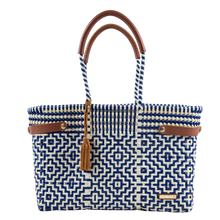  Jumbo Basket Tote Navy Blue and White Diamond