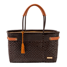  Jumbo Basket Tote Braided Solid blk/brown
