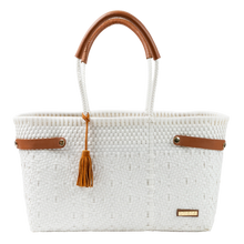  Medium Basket Tote Braided Solid White