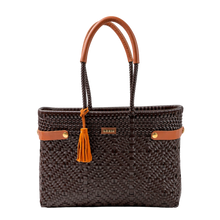  Medium Basket Tote Braided Solid Brown