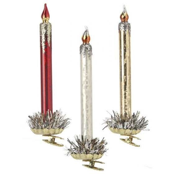7.5" Mercury Glass Candle Ornament 3 Colors