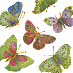 Jeweled Pearl Butterflies Cocktail Napkin
