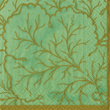  Gilded Majolica Celadon Cocktail Napkin