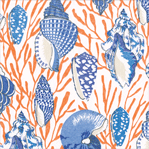 Coral and Blue Shell Toile Boxed Cocktail Napkin