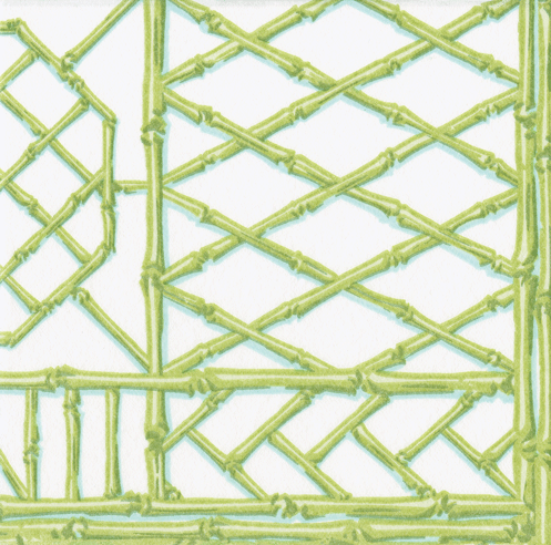 Bamboo Screen Green Moss Cocktail Napkin