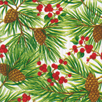  Evergreen and Berries Boxed Cocktail Napkins