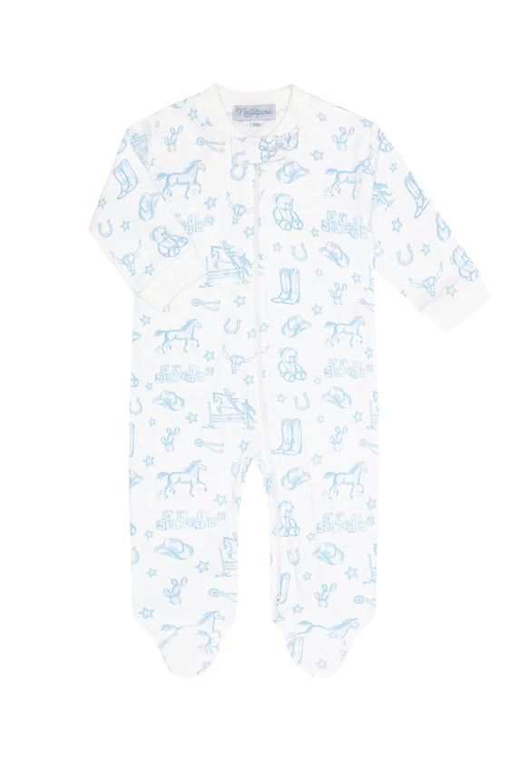 Blue Lone Star Toile Zipper Footie