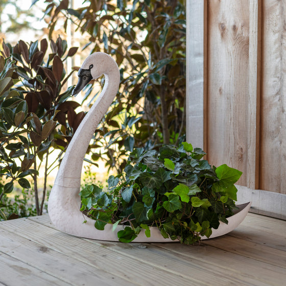 Metal Aged Swan Container
