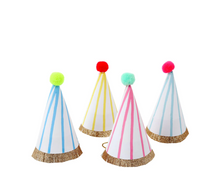  Stripe Pompom Mini Party Hats