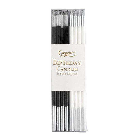 Black & White Slim Birthday Candles
