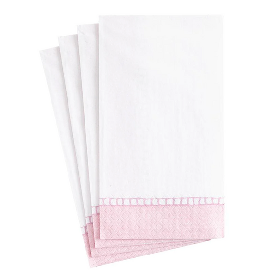 Petal Pink Linen Border Guest Towel