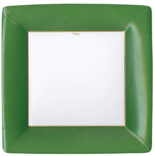  Square Grosgrain Hunter Green Dinner Plates