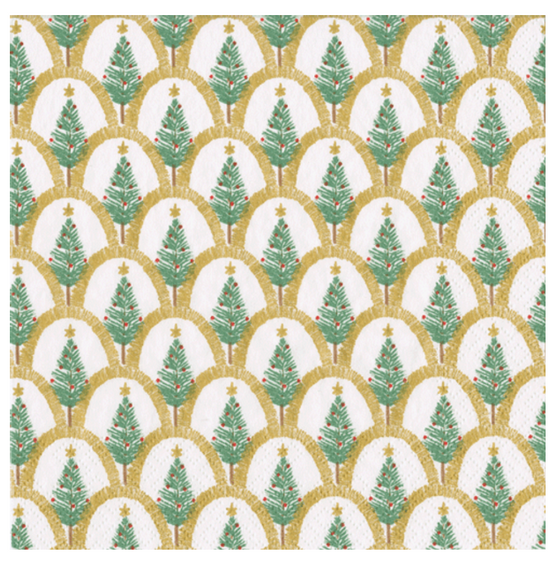 Gold Deco Christmas Cocktail Napkin