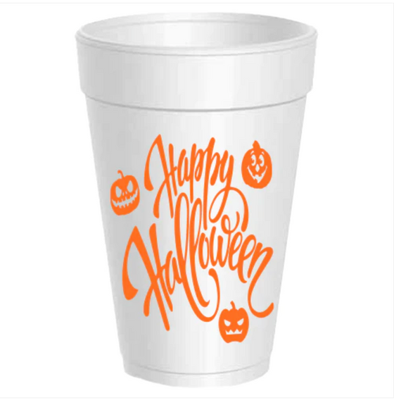 Orange Happy Halloween Foam Cups
