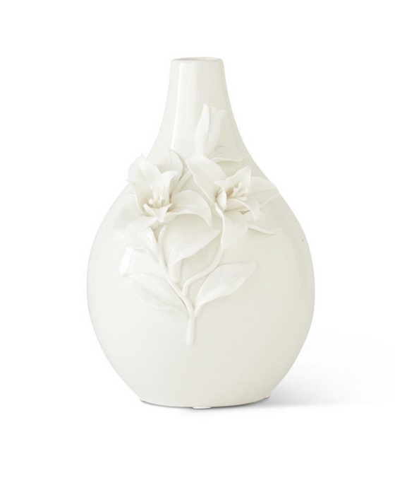 White Lily Flower Ceramic Vase