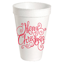  Red Merry Christmas Foam Cups