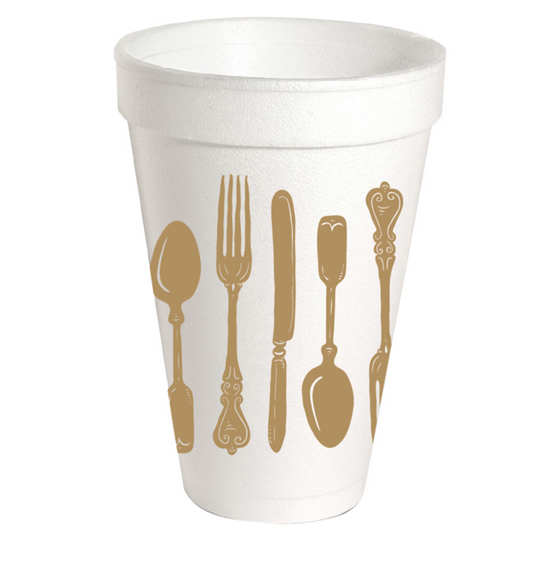 Gold Fancy Utensils Foam Cups