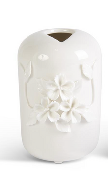  Tall White Dogwood Flower Ceramic Vase