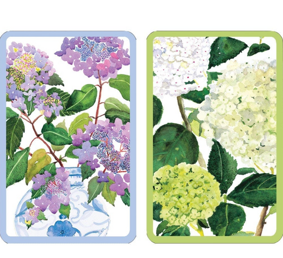 Hydrangeas and Porcelain Large Type Bridge Playing Cards