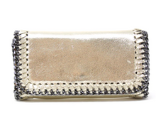  Gold Leather Crossbody Clutch