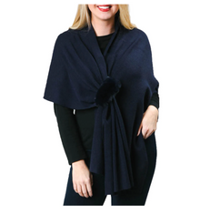  Navy Keyhole Wrap With Faux Fur