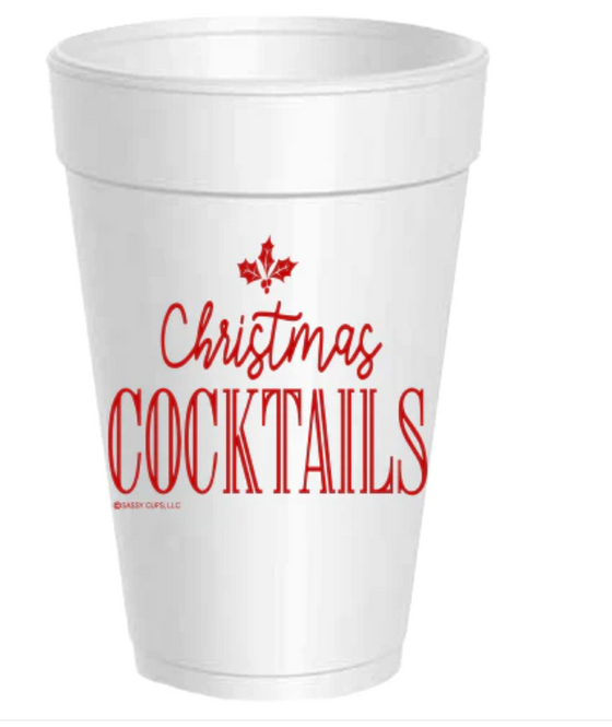 Red Christmas Cocktails Foam Cups