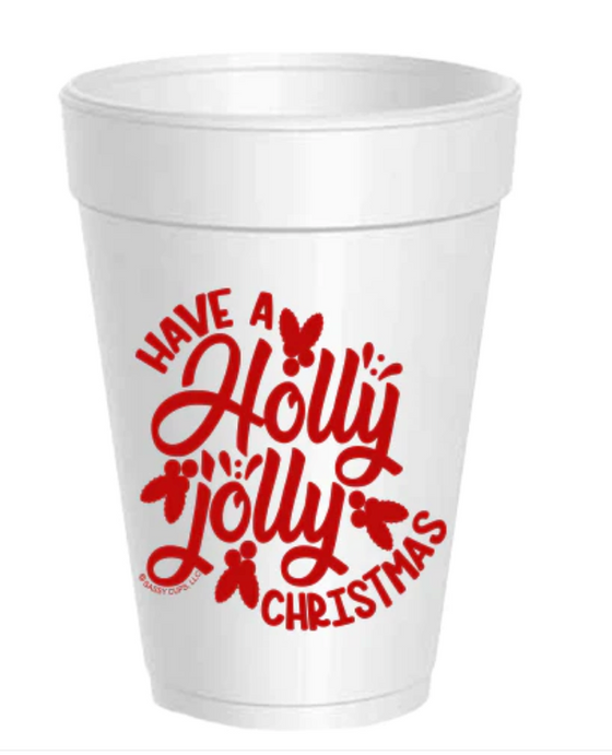 Holly Jolly Christmas Foam Cups