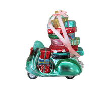  Scooter With Gifts Glass Ornament