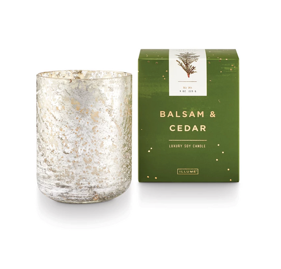 Balsam & Cedar Mercury Glass Candle
