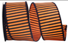 Orange & Black Striped Frill Edge 2.5" Ribbon