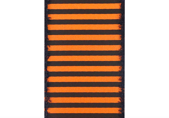 Orange & Black Striped Frill Edge 2.5" Ribbon