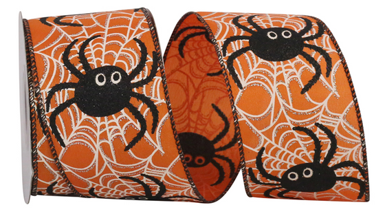 Glitter Spider Web Halloween 2.5" Ribbon