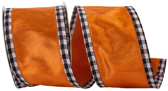 Metallic Copper Gingham 2.5" Ribbon