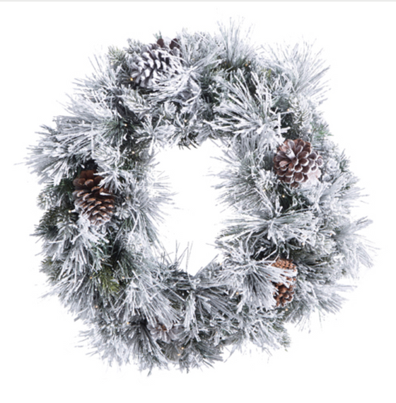 Flocked Pine Wreath 24"