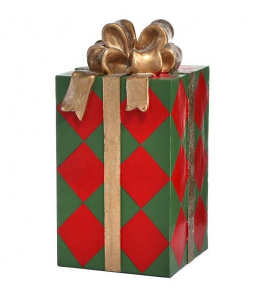 Resin Red & Green Gift Box 29"