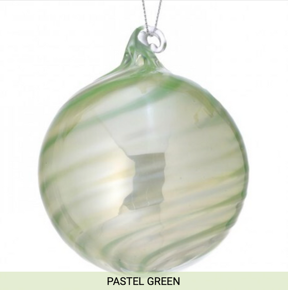 Pastel Green Pearlized Swirl Ball Ornament 3.5"