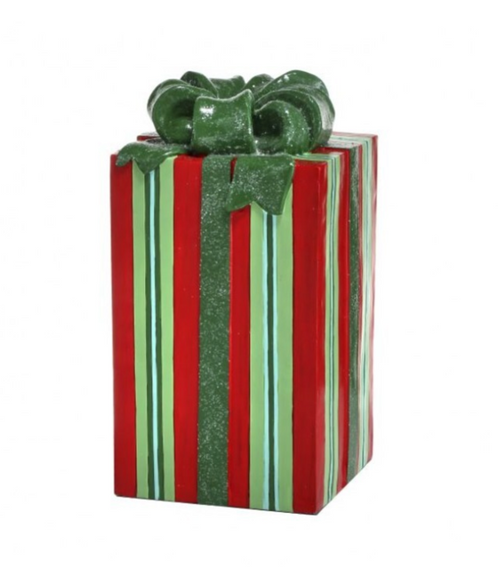 Resin Red & Green Stripe Gift Box 23"