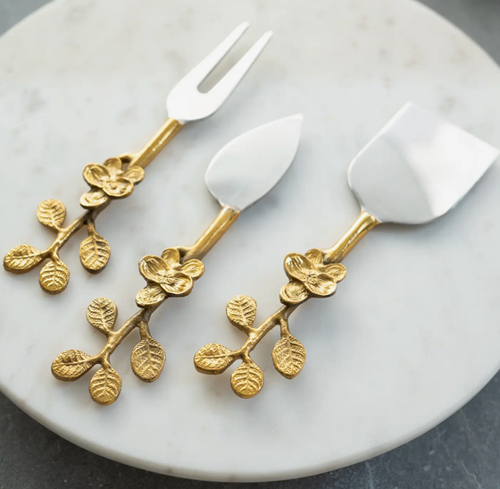 Gold Flower Cheese Board Tool Set