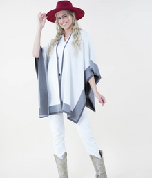  White Two-Tone Tight Knit Kimono