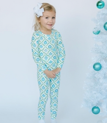  Blue & Green Ornament Toddler Pajama Set