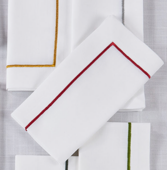 Embroidered Red Line Napkin Set of 4