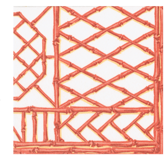 Bamboo Screen Coral Cocktail Napkin