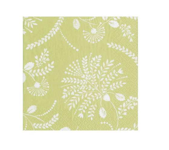 Pale Green Trailing Floral Cocktail Napkin