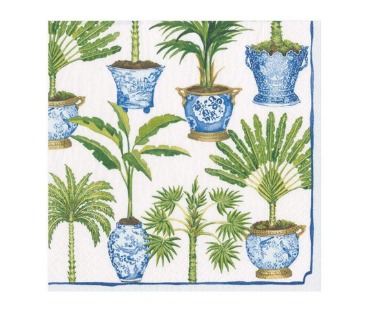 White Potted Palms Cocktail Napkin