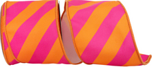 Jumbo Orange & Pink Canvas Stripe Ribbon 4"