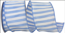  Blue & White Cabana Stripe Ribbon 2.5"