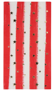  Red & White Stripe with Gold Stars Guest Towel