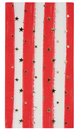 Red & White Stripe with Gold Stars Guest Towel