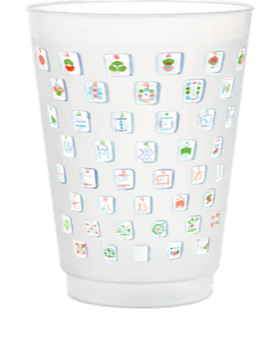 Mahjong TIles Frosted Cups